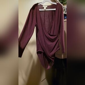 Elegant Burgundy Drape Bodysuit